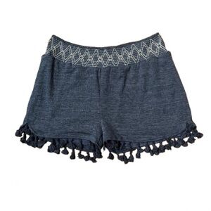For All Seasons by Paper Crane Navy Blue Shorts with Tassel Hem Size Medium